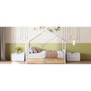 Twin Size Metal House Bed with Two Drawers, White