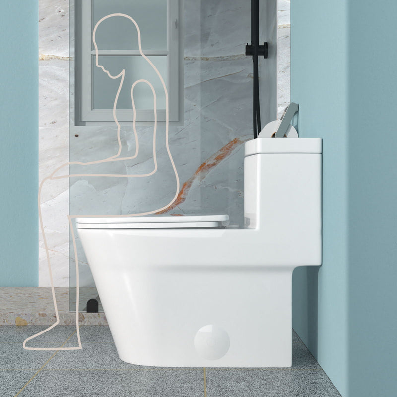 1 Piece Toilet For Bathroom, Dual Flush 1.24 / 1.43 Gpf, Soft Closing Seat - White, photo 2 of 4