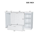 Twin Size Murphy Bed With Bedside Shelves And Wardrobe - White