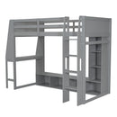 Gaming Loft Bed With Desk, Multi Storage Shelves, LED Lighting, And Hanging Clothes Rack by Unique Piece Furniture