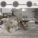 Malika - Ceramic Top Dining Table - Gray & Copper Cross Brushed by Unique Piece Furniture