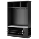 5-in-1 Entryway Bench with Coat Rack, Cushion and 3 Sturdy Hooks, 47.2" Wide Hall Tree with Shoe Storage Bench for Hallway, Entryway, Living Room