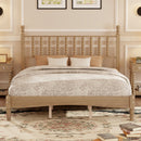 Queen Size Wood Platform Bed with Gourd Shaped Headboard
