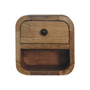 Extra Mini Curved Oak-ish Bedside with Open Slot, 1-Drawer
