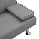 Sofa Bed With Armrest Two Holders Wood Frame, Stainless Leg Futon - Gray