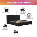 King Upholstered Bed With Storage - Black by HouseOfZazla