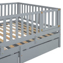 Daybed With Fence Guardrails And 2 Drawers, Split Into Independent Floor Bed & Daybed by HouseOfZazla