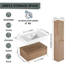 Contemporary Wall Mounted Bathroom Vanity With Resin Sink And 2 Side Cabinet - Imitative Oak by HouseOfZazla