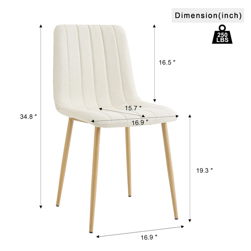 Modern beige cloth dining chair, Fabric Accent Upholstered Chairs Side Chair with wood-transfer Metal Legs for Home Furniture Living Room Bedroom Kitchen Dining room(set of 4)