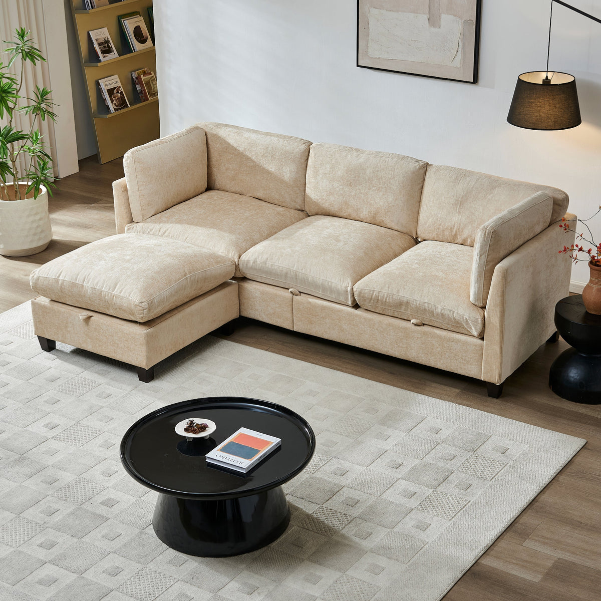 96.5" L Shape Sectional Couch with Ottoman, photo 4 of 10