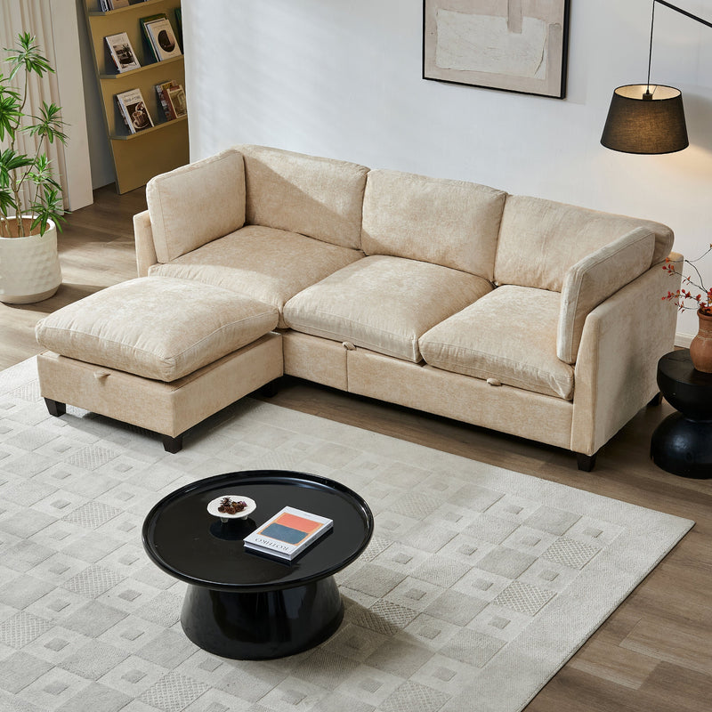 96.5" L Shape Sectional Couch with Ottoman, photo 4 of 10