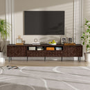 TV Stand For TVs Up To 85" With Closed Storage, Soft Closing Hinges, Living Room Entertainment Center - Walnut by Unique Piece Furniture