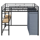 Loft Bed With Desk, Shelves, Power Outlet, LED Light And Wardrobe by Unique Piece Furniture