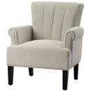 Accent Rivet Tufted Polyester Armchair, Cream