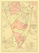 Vintage Map of Ocean County, New Jersey 1872