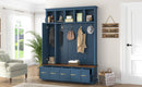 U-Can Entryway Hall Tree with Coat Hooks, Shoe Bench & Drawer Storage Cabinet