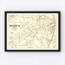 Vintage Map of Monmouth County, New Jersey 1861