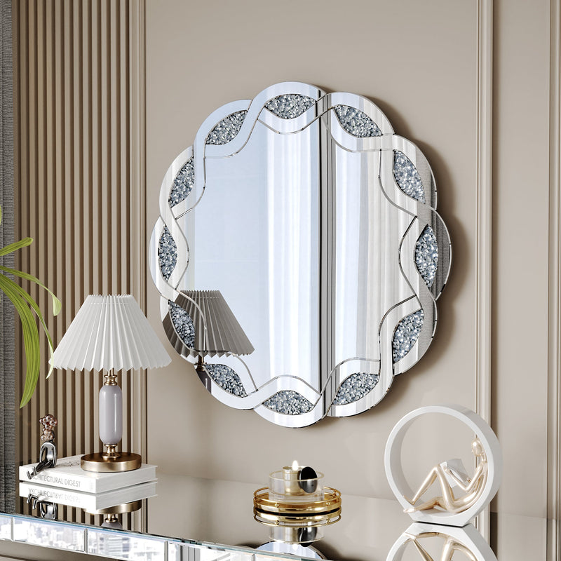 Silver Crush Diamond Round Wall Mirror, photo 3 of 10