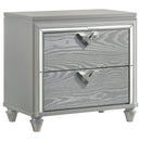 Delacroix - 2 Drawer Nightstand With Felt Lined Top Drawer - Silver by HouseOfZazla