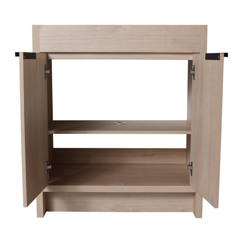 30 Inch Freestanding Bathroom Vanity with White Ceramic Sink & 2 Soft-Close Cabinet Doors