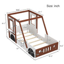 Fun Play Design Twin Size Car Bed, Kids Platform Bed In Car Shaped For Kids Boys Girls Teens - White / Orange by HouseOfZazla
