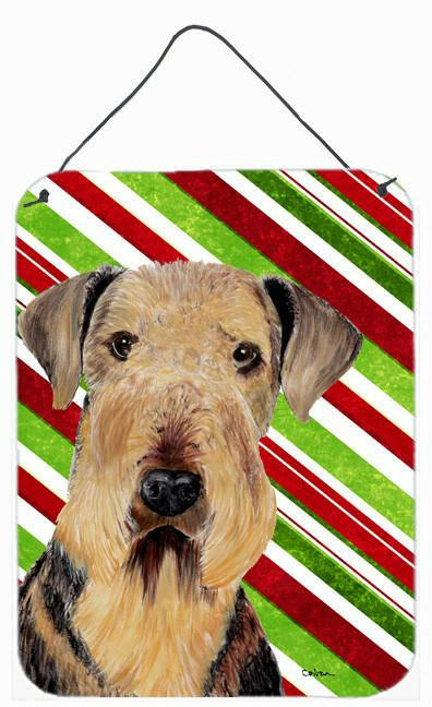 Airedale  Holiday Christmas Aluminium Metal Wall or Door Hanging Prints