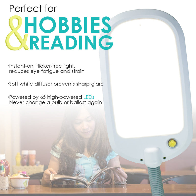 26"H LED Bright Reader Natural Daylight Full Spectrum Desk Lamp Grey