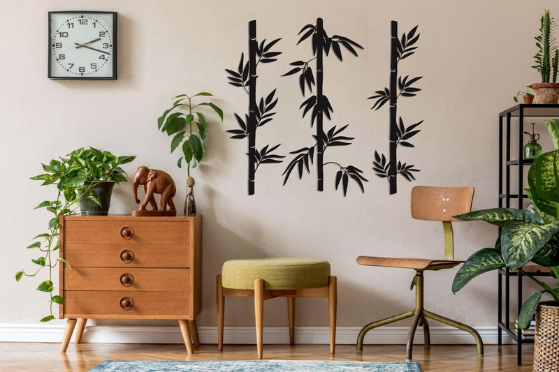Triple bamboo Metal Wall Art
