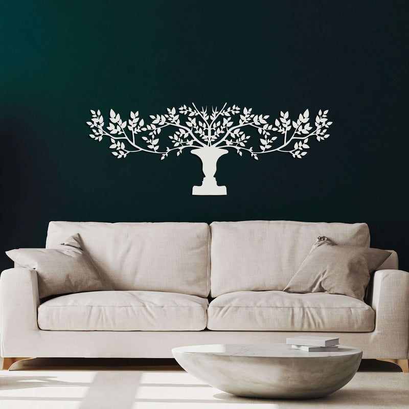 Tree With Vase Metal Wall Art