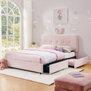 Full Size Kids Upholstered Bed with Oversized Rabbit Ear Headboard