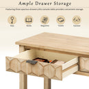 U_Style 58.3'' Fir Veneer Entryway Table with Honeycomb-patterned Fronts by HouseOfZazla