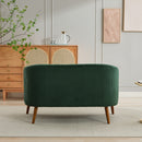 50.78'W Modern Loveseat Couch Sofa, Corduroy Fabric Upholstered 2-Seat Sofa with Wooden Walnut Legs for Small Space Office Studio Apartment Bedroom, Green