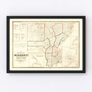 Vintage Map of Warren County, New York 1858