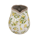 7.9x6.5x7.9' White Ceramic Pitcher Vase with Yellow Lemon Motif by HouseOfZazla