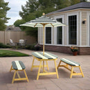 Naturally Playful Kids Picnic Table With Umbrella, Indoor / Outdoor Fun - Blue / White Stripes by Unique Piece Furniture