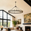 53.15 Inch Matte Black Wagon Wheel Chandelier with 30 Lights by HouseOfZazla