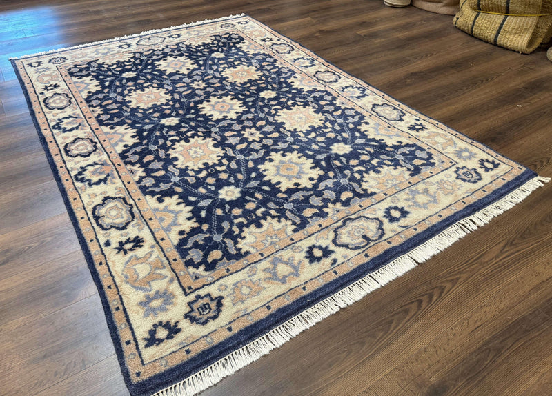 Blue and Beige Indian Rug, Indo Persian Carpet