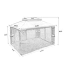 13 0 Outdoor Patio Gazebo Canopy Tent With Ventilated Double Roof And Mosquito Net (Detachable Mesh Screen On All Sides) Suitable For Lawn Garden Backyard And Deck Top - Brown by HouseOfZazla