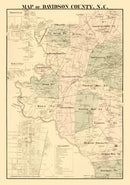 Vintage Map of Davidson County, North Carolina 1890