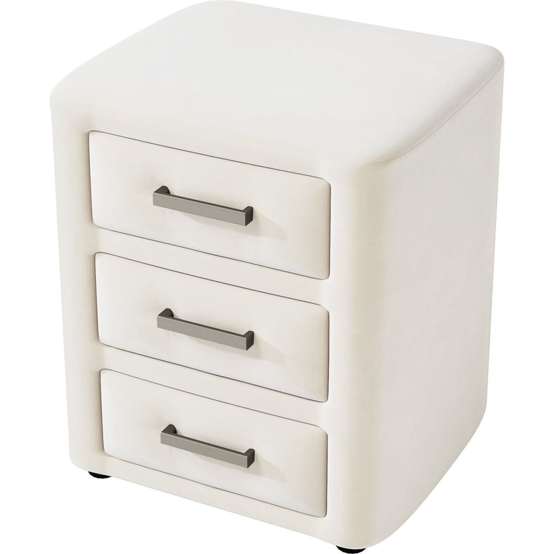 3 Pieces Bedroom Sets Queen Size Velvet Upholstered Platform Bed Vertical Channel Tufted Headboard and Two Three-drawer Nightstands,Beige