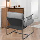 2 Sets 1 Case, Upholstered hanging armchair with arm pocket metal frame, crushed foamcushions and skin-friendly braid for living room and bedroom. Grey color