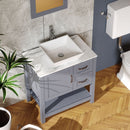 30" Gray Bathroom Vanity And Sink Combo Marble Pattern Top With Mirror Faucet & Drain - Gray by HouseOfZazla
