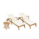 Outdoor Recliner Side Table Set with Acacia Wood and Adjustable Chaise Lounge by HouseOfZazla
