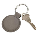 Leatherette Round Keychain, Grey 1.875" by creativegiftsdirect