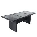 7 Piece Outdoor Patio Wicker Dining Set Patio With Adjustable Backrest Black Wicker + Dark Grey Cushion