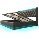 Upholstered Bed, 360 Surround LED Function, Remote Control, Hydraulic Storage Bed With USB, Type-C Charging (Without Mattress) by HouseOfZazla