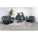 Stanwicke - Motion Reclining Sofa With Drop Down Table - Blue by HouseOfZazla