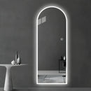 LED Full Length Wall Mirror With Symmetrical Arch Design, Dimmable 3 Color Temperature Lighting - Silver