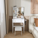 Vanity Desk Set with Lighted Mirror, 4 Drawers & Stool
