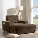 Oversized Chaise Lounge Indoor Rabbit Fur Sofa Bed With Storage Ottoman And Armrests Cup Holders With Deep Seat by Unique Piece Furniture